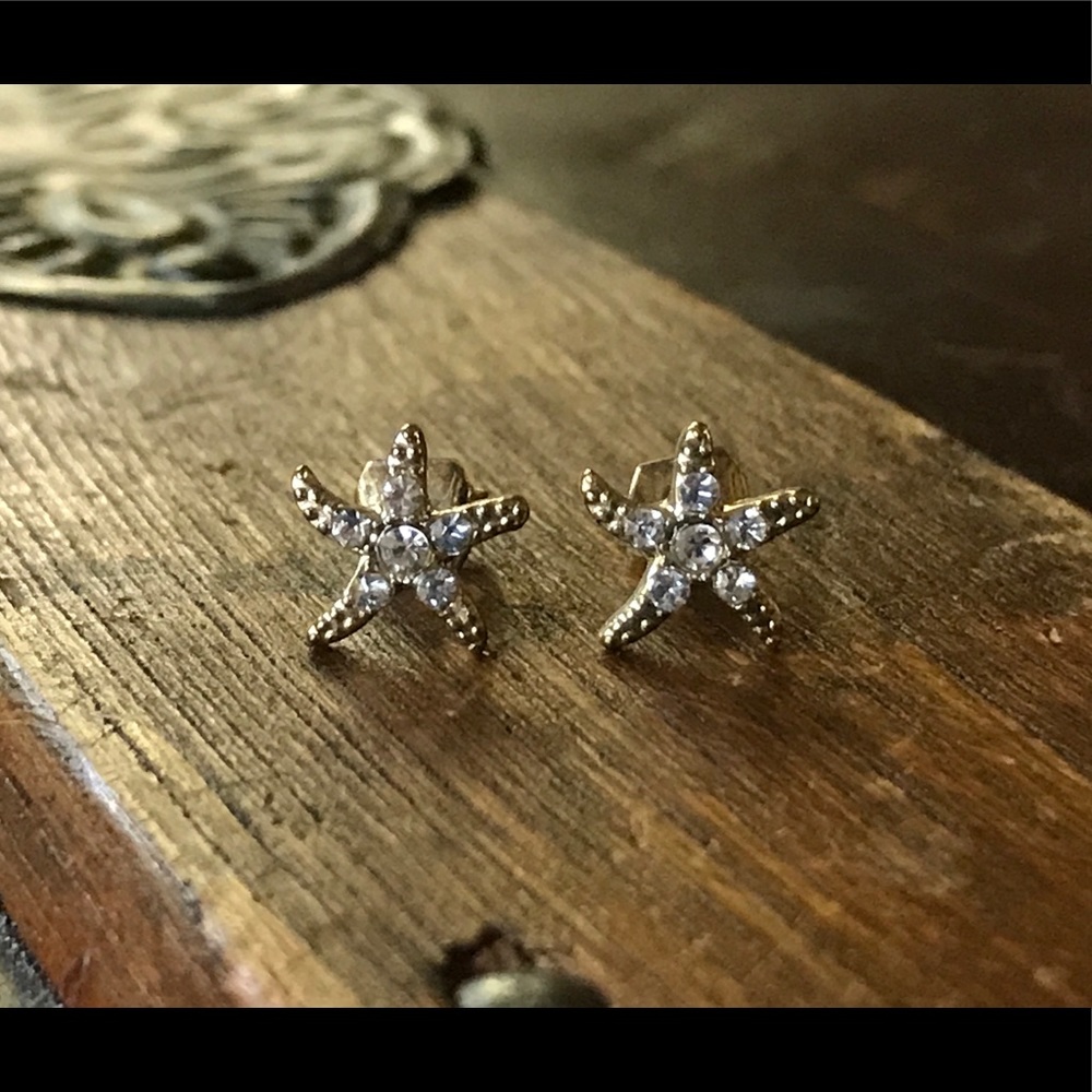 Rhinestone Starfish Earrings